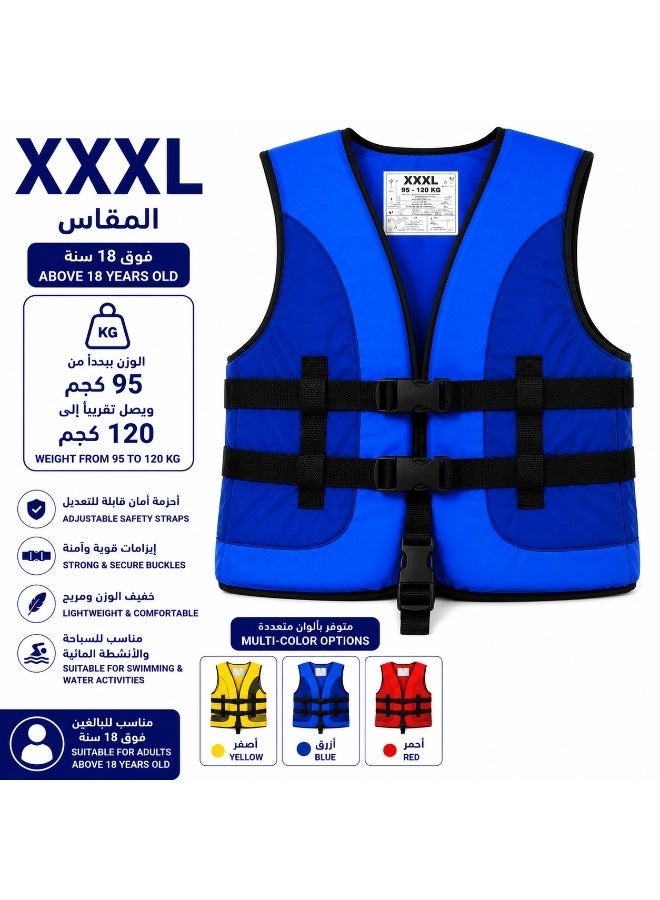 سترة نجاة XXXL فوق 18 سنة من 95 إلى 130 كجم متعددة الألوان – سترة طفو للسباحة والبحر والمسبح بأحزمة أمان قابلة للتعديل - Image 2
