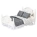Inusitus Dollhouse White Queen Bed for 6 Inch Dolls Mini Wooden Bed with Gray Bedding Realistic Bedroom Accessories 112 Scale - Image 3