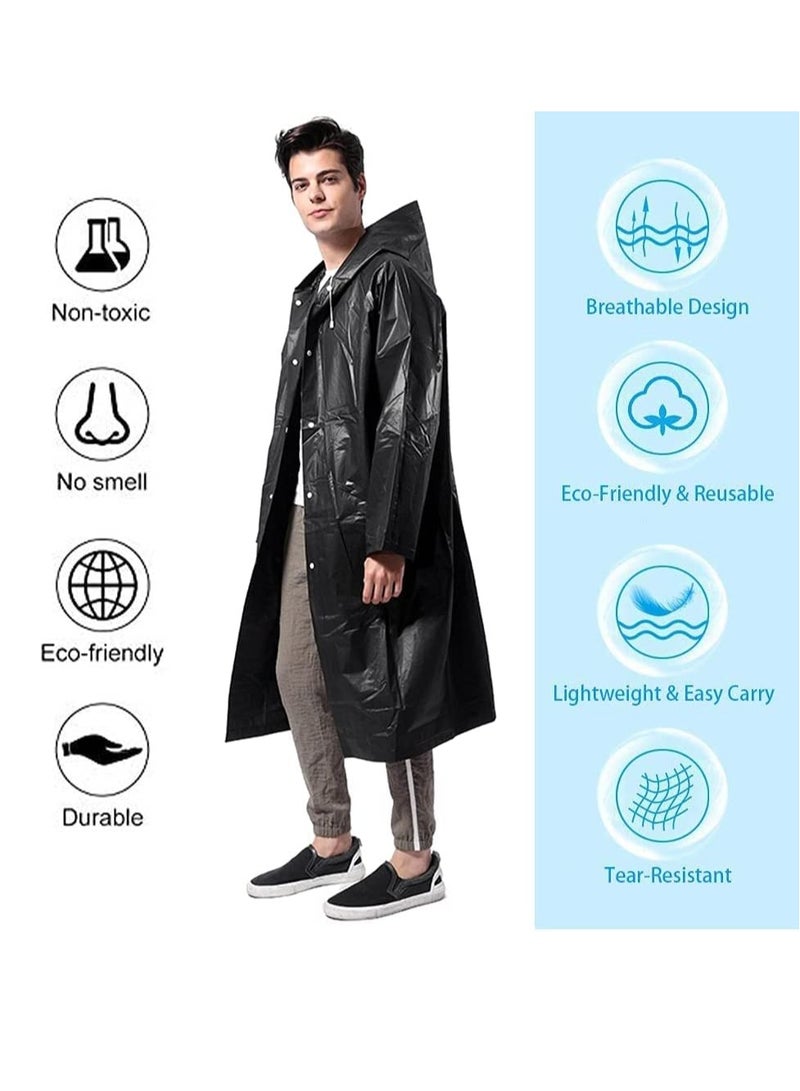 SYOSI Raincoat Rain Poncho for Adults, 1 Pack EVA Rain Poncho for Women and Men Reusable Raincoat Jacket Packable for Family FishingTravelEmergency with Hood and Elastic Sleeving - Image 4