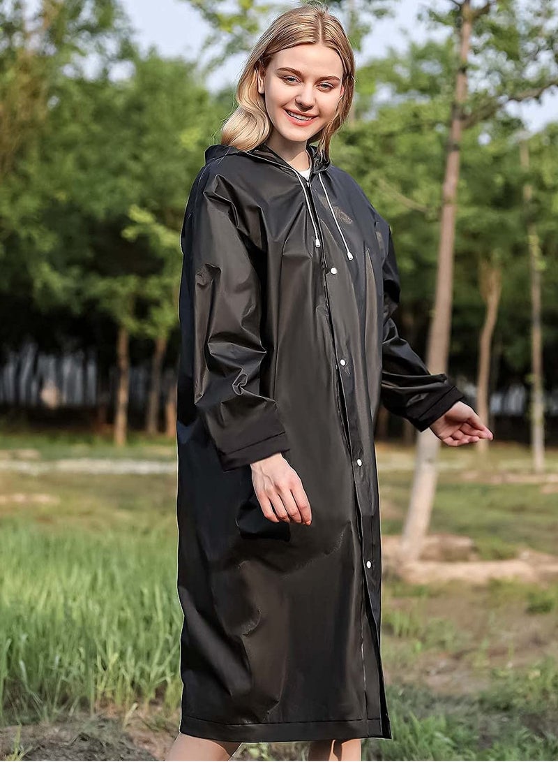 SYOSI Raincoat Rain Poncho for Adults, 1 Pack EVA Rain Poncho for Women and Men Reusable Raincoat Jacket Packable for Family FishingTravelEmergency with Hood and Elastic Sleeving - Image 3