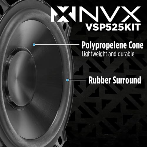NVX® VSP525KIT 5.25" Premium Car Speakers, 750W Max, 250W RMS, 2-Way Component System w/ 1" Silk Dome Tweeters & Passive X-Overs, Easy to Install in Cars/Trucks/Doors (Pair) - Image 2