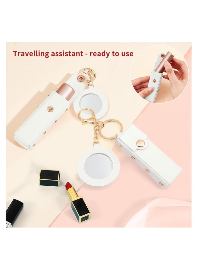 Zikra Suntown 2Pcs Lipstick Holder Keychain with Mirror, Lipstick Organizer Quality Leather With Alloy Zipper, Fashion Lipstick Organizer Storage Case for Purse Lip Stick, Lip Balm, Lip Gloss,Mini Perfume - Image 5