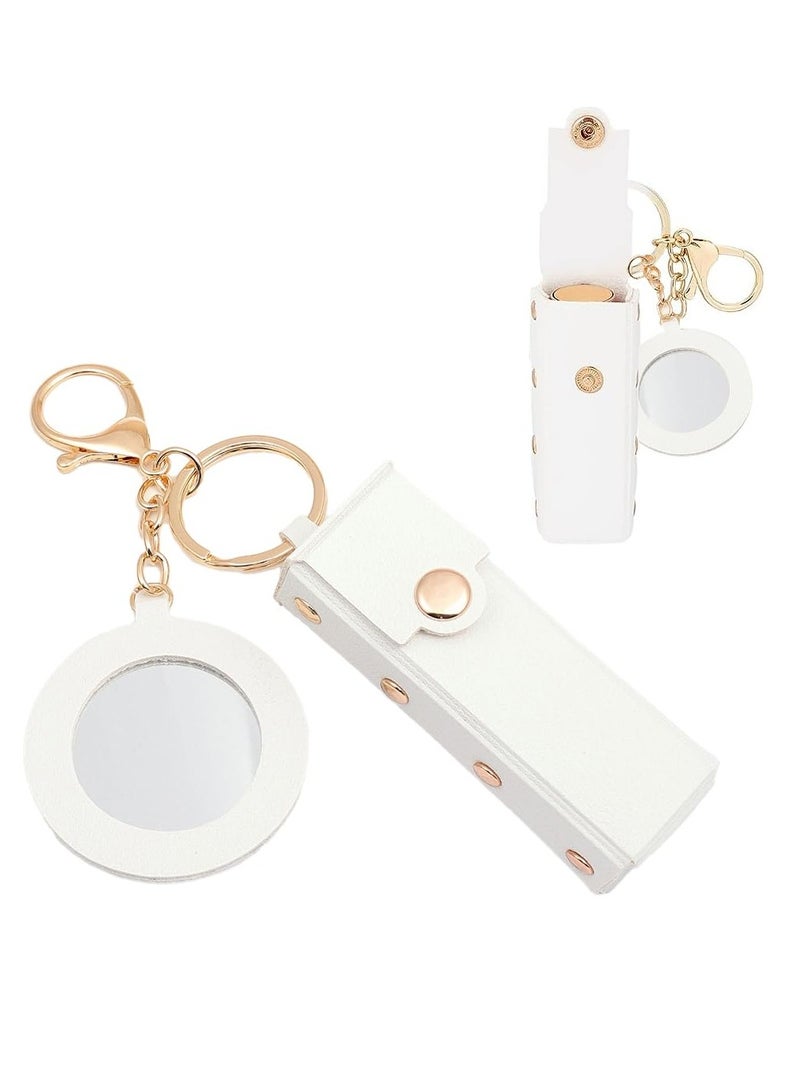 Zikra Suntown 2Pcs Lipstick Holder Keychain with Mirror, Lipstick Organizer Quality Leather With Alloy Zipper, Fashion Lipstick Organizer Storage Case for Purse Lip Stick, Lip Balm, Lip Gloss,Mini Perfume - Image 1