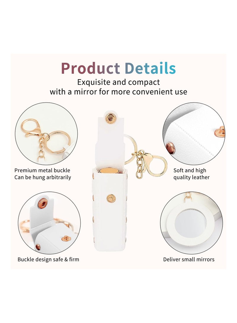 Zikra Suntown 2Pcs Lipstick Holder Keychain with Mirror, Lipstick Organizer Quality Leather With Alloy Zipper, Fashion Lipstick Organizer Storage Case for Purse Lip Stick, Lip Balm, Lip Gloss,Mini Perfume - Image 3