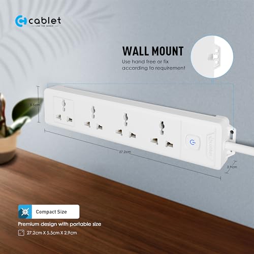 Cablet 4 Way Extension Board - 4 Universal Socket + 1 Switch, 10A and 2500W - 1.8m Heavy Duty Cable - White, Medium (Cablet 4010-18) - Image 5