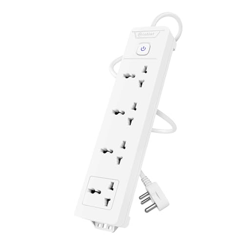 Cablet 4 Way Extension Board - 4 Universal Socket + 1 Switch, 10A and 2500W - 1.8m Heavy Duty Cable - White, Medium (Cablet 4010-18) - Image 1