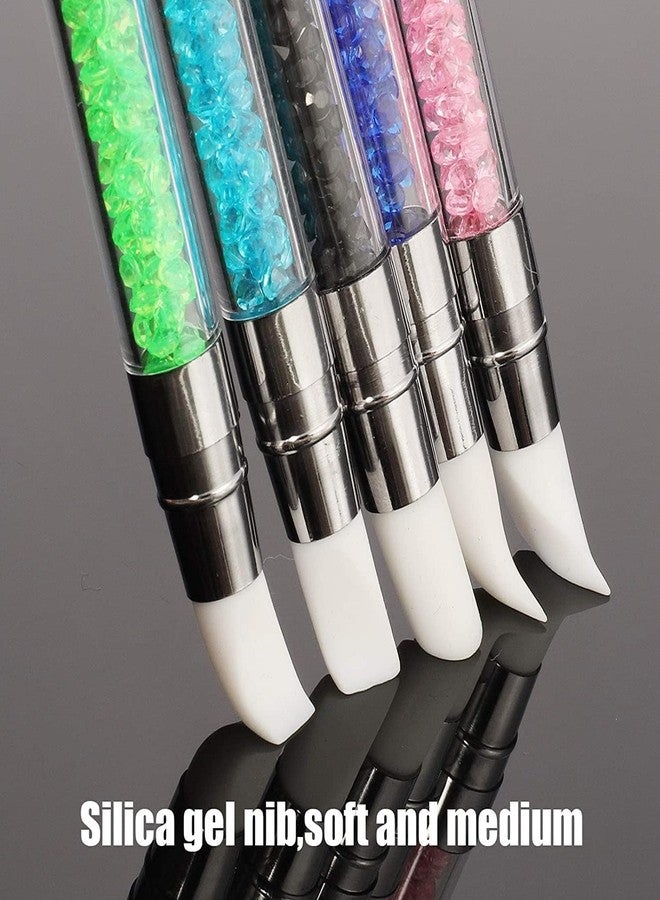 ROODILES Dual Silicone Head Acrylic Handle Nail Art Sculpture Pens | Professional Acrylic Nail Art Brushes Set | Nail Art Tools for Home & Salon (Set of 5) - Image 4