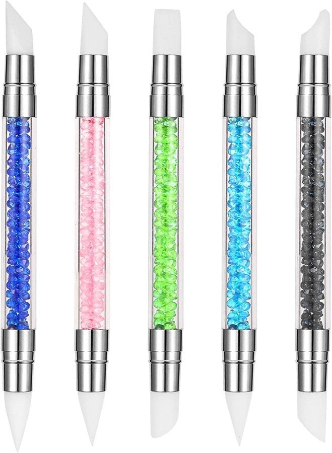 ROODILES Dual Silicone Head Acrylic Handle Nail Art Sculpture Pens | Professional Acrylic Nail Art Brushes Set | Nail Art Tools for Home & Salon (Set of 5) - Image 1