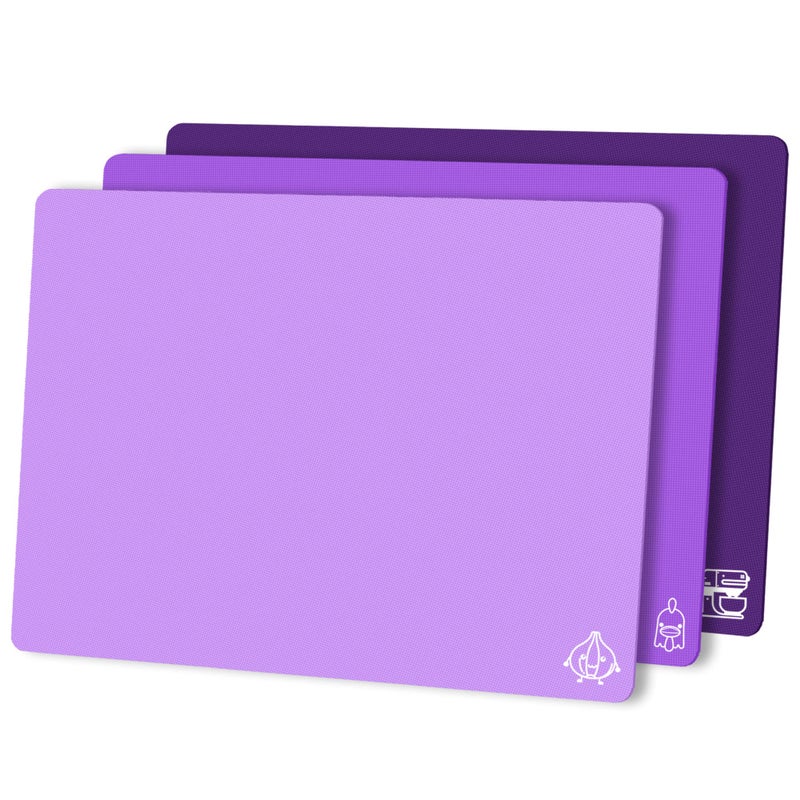 ZVP Flexible Plastic Cutting Board Set of 3 Gradient Color, Colorful Chopping Boards, BPA Free Mats, Non Slip, Dishwasher Safe, 15x12 Inch, Purple Multi-Color - Image 1