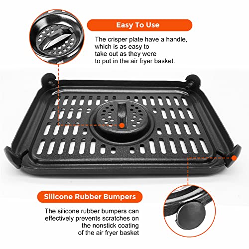 GXF Air Fryer Grill Tray for Ninja Foodi DZ100 DZ201 Air Fryers, 2 Packs Replacement Air Fryer Crisper Plate Grill Plate Pan Accessories with Rubber Bumpers, Dishwasher Safe - Image 3