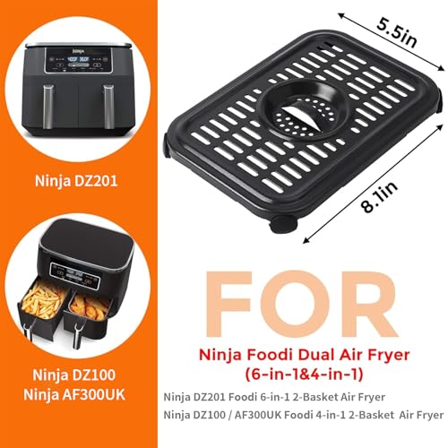 GXF Air Fryer Grill Tray for Ninja Foodi DZ100 DZ201 Air Fryers, 2 Packs Replacement Air Fryer Crisper Plate Grill Plate Pan Accessories with Rubber Bumpers, Dishwasher Safe - Image 2
