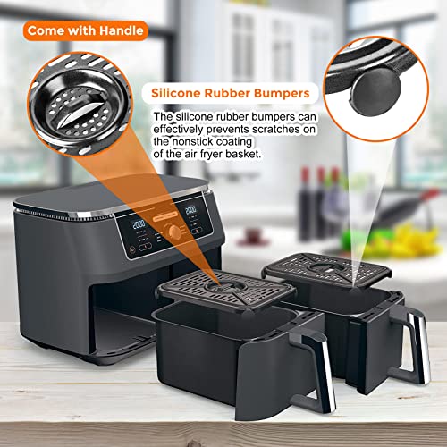 GXF Air Fryer Grill Tray for Ninja Foodi DZ100 DZ201 Air Fryers, 2 Packs Replacement Air Fryer Crisper Plate Grill Plate Pan Accessories with Rubber Bumpers, Dishwasher Safe - Image 5