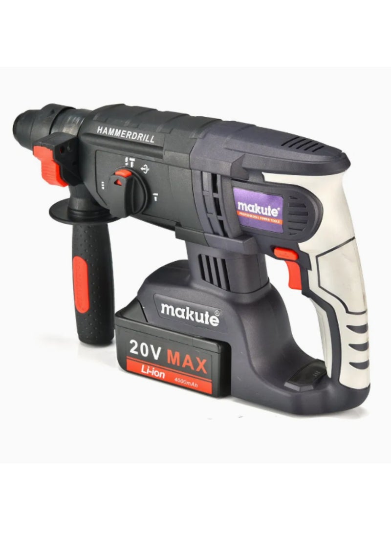 makute CHD001 Cordless Hammer Drill, 20V Brushless Motor, 1.2J Impact Capacity, 26mm Bore Diameter, 2x 5420-40C Batteries & Quick Charger, 0-900r/min Speed, Ideal for Wood (28mm) & Steel (10mm) Drilling - Image 2