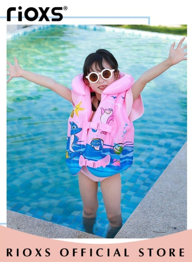 RIOXS Kids Swimming Set,Swim Vest And Swimming Cap For Boys And Girls,High Buoyancy Vest Inflatable Swimsuit Vest,Comfy Swimming Cap,For 2-9 Year Beginner Baby Children Sea Beach Pool  - Image 3