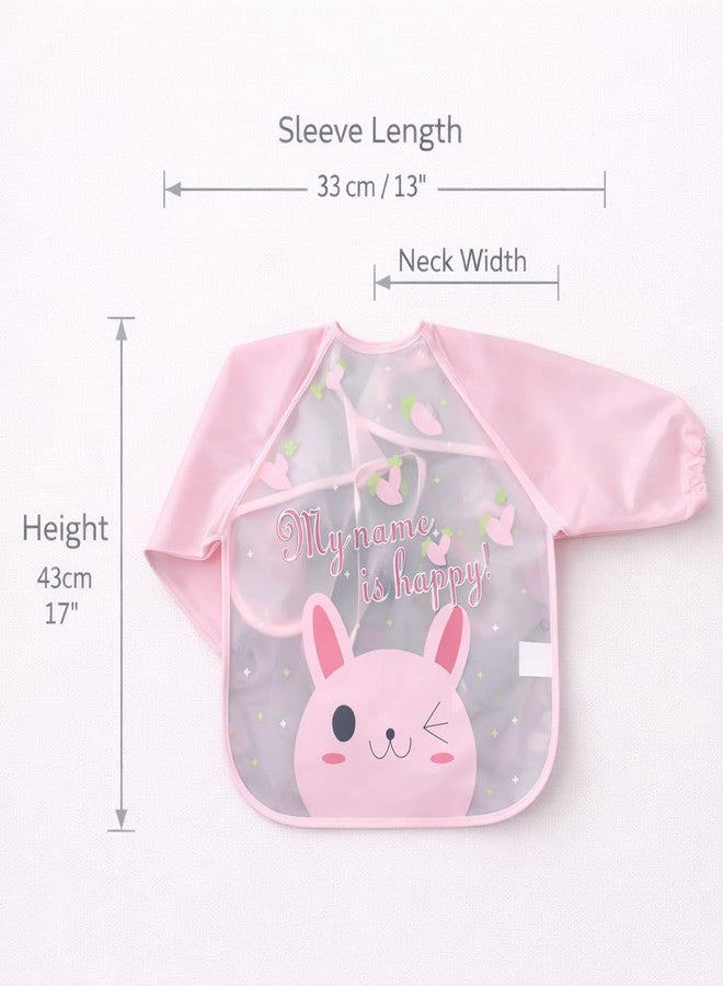 AEREX Full Sleeves Baby Bib Waterproof Feeding Apron for Toddlers | Long Sleeve Smock with Food Catcher Pocket | Mess Proof, Lightweight, Reusable & Easy Clean (Light Pink) - Image 3