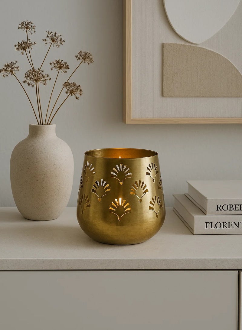 لوفت حامل شموع، قطر 14 × ارتفاع 13.5 سم، ذهبي، ألومنيوم - 185420 - Image 1