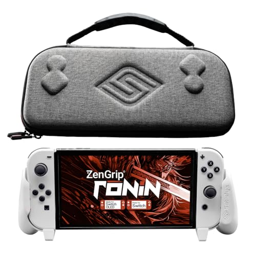 Satisfye - ZenGrip Ronin White Slim Bundle, Accessories Compatible with Nintendo Switch & OLED - The Bundle includes: White ZenGrip and Grey ZenCase Slim (WHITE) - Image 1