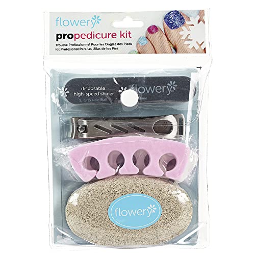 Flowery Pro Pedicure Kit, Complete Pedicure Tools to Trim, Shape, Smooth and Shine Fingernails and Toenails - Image 1