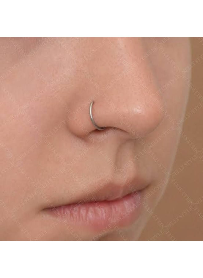 مجموعة أقراط دائرية بسيطة من الفولاذ المقاوم للصدأ للثقب المتعدد (2 قطع) - Image 1