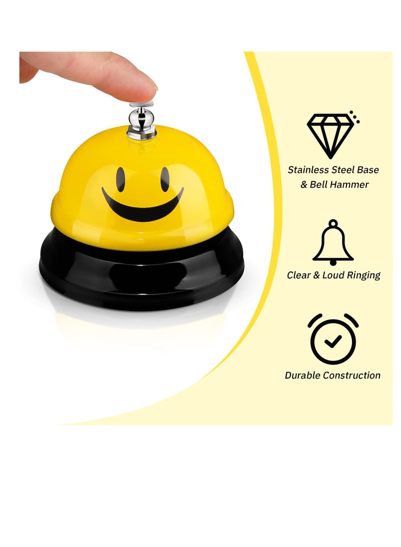 Pieces Desk Bell for Service, Smile Face Call Bell, Desk Bell 8.5cm Diameter, Call Bells with Metal Anti-Rust Construction,Front Desk Restaurant, Office, Schools (Red yellow blue) - Image 3