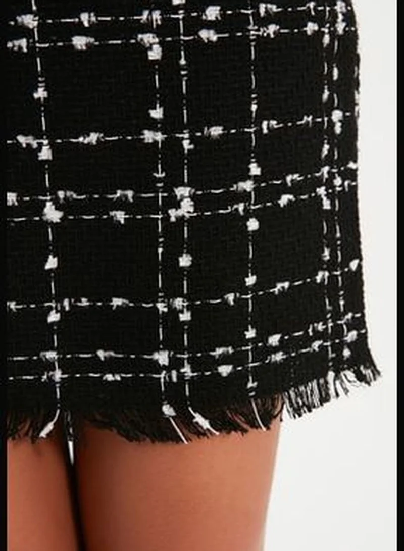 trendyol Black Tweed Fabric Mini Woven Skirt TWOAW21ET0026
