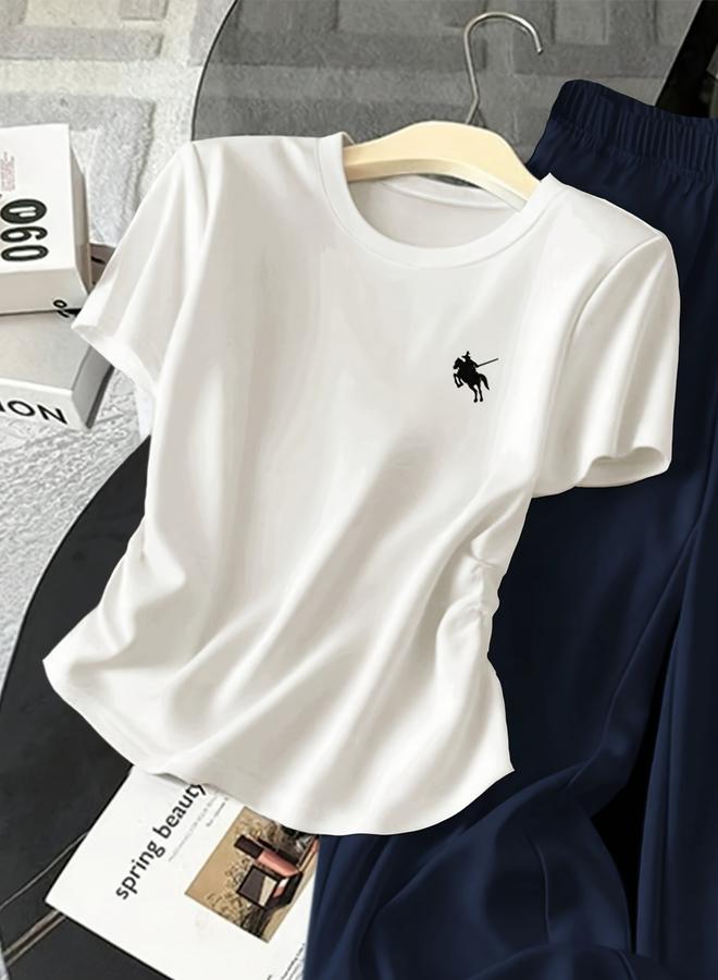Take Two Solid Round Neck Slim Fit T-Shirt and Pants Co-Ords - Image 3