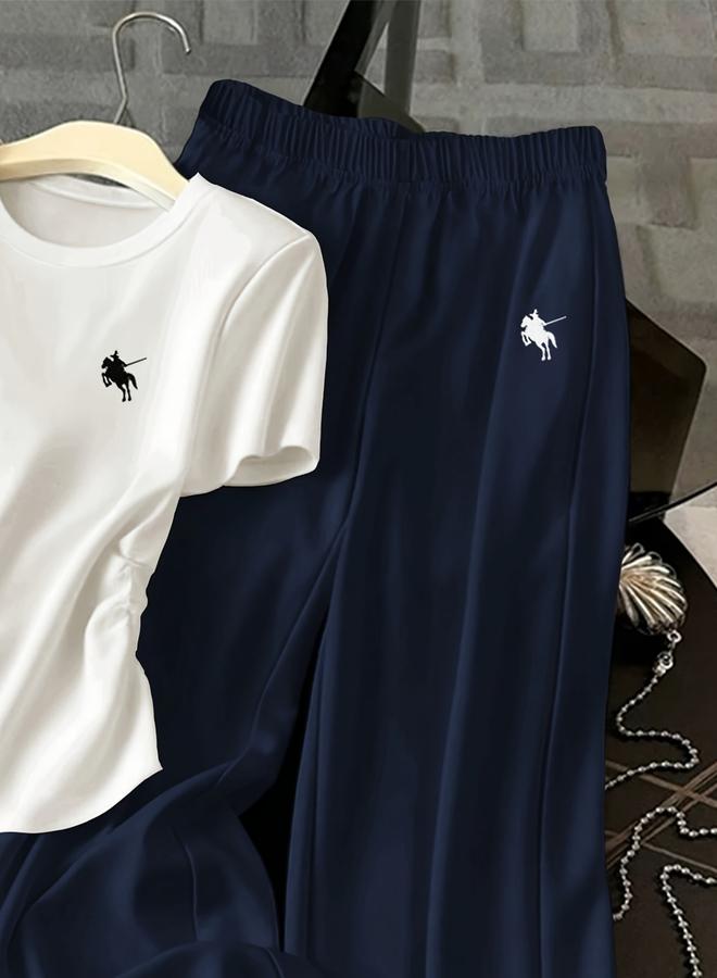 Take Two Solid Round Neck Slim Fit T-Shirt and Pants Co-Ords - Image 4