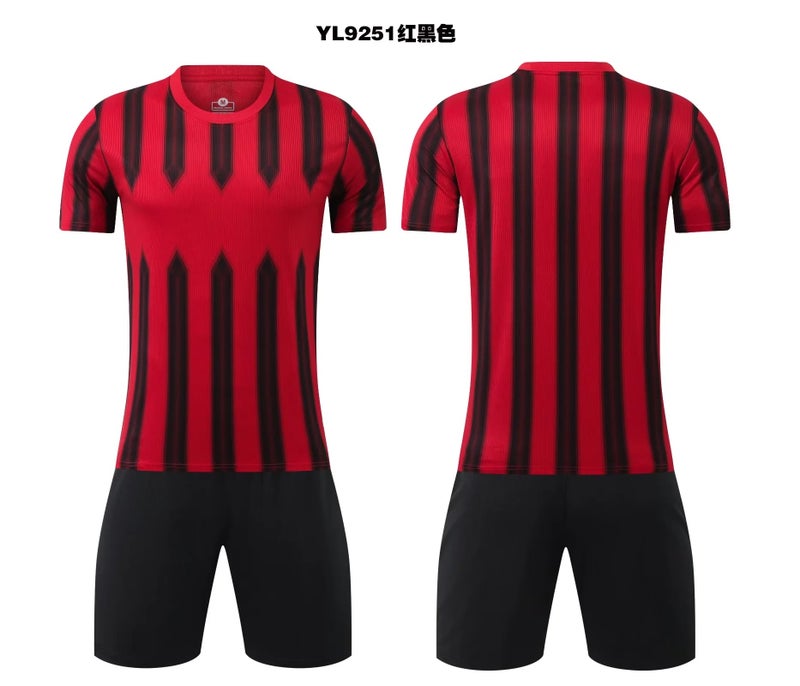 Generic Training class team training uniform adult children football uniform short-sleeved suit student class uniform T-shirt advertising shirt cross-border YL-9251 red