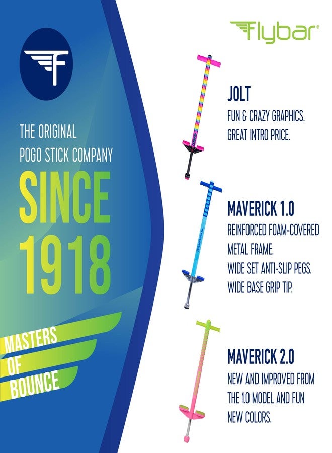 Flybar Maverick Pogo Stick for Kids Ages 5+, 40 to 80 Pounds, Perfect for Beginners, Easy Grip Handles, Anti-Slip Pegs, Outdoor Toys for Boys and Girls - Image 4