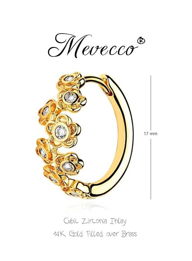 Mevecco Women Huggie Hoop Earrings Gold Ear Stud Cuff 14K Gold Filled Small Boho Beach Simple Delicate Handmade Hypoallergenic Jewelry Gift - Image 4