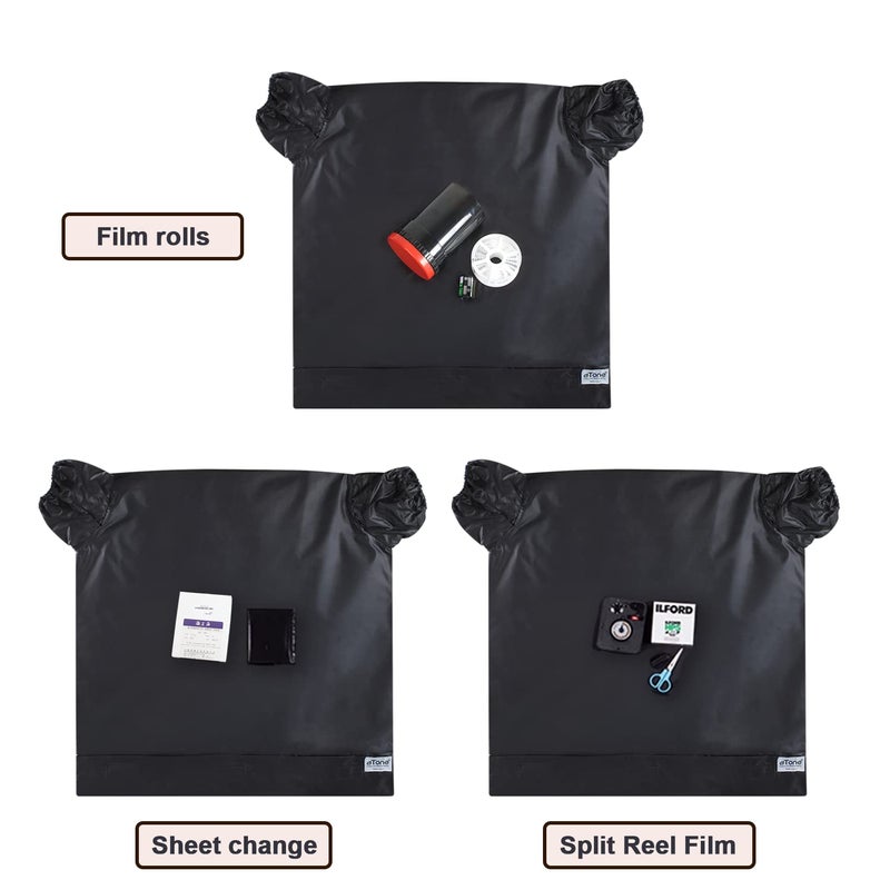 eTone Darkroom Equipment Oversize Film Changing Bag Camera Dedicated Film Developing Darkroom Zipper Bag Double Layer Load Photography 27.3X28.26'' Photography Accessories (L) - Image 4