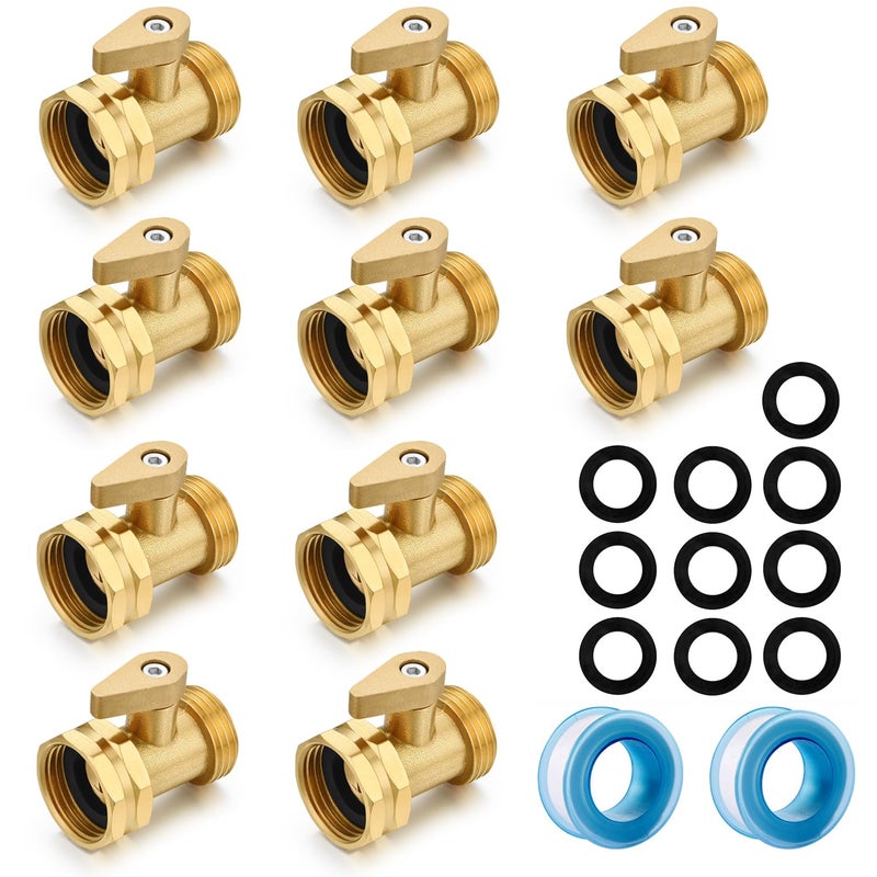 SIGURANTA Garden Hose Shut Off Valve 34 Inch Solid Brass Garden Hose connecto Shut Off Ball Valve 10 Set - Image 2