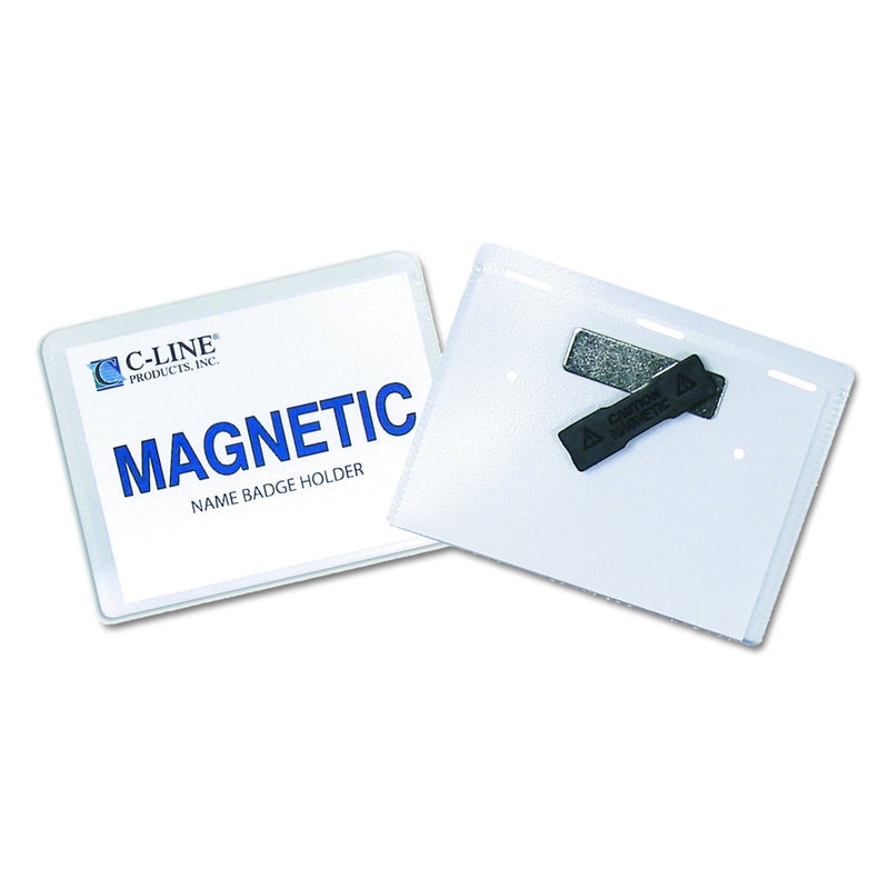C-Line Magnetic Name Badge Holder Kit, Horizontal, 4w X 3h, Clear, 20/Box - Image 3