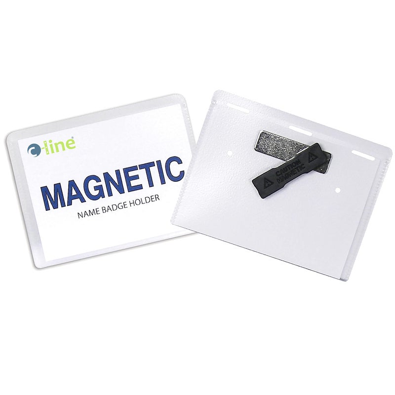 C-Line Magnetic Name Badge Holder Kit, Horizontal, 4w X 3h, Clear, 20/Box - Image 1