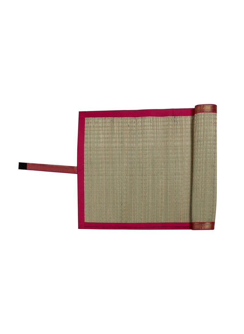 KALA DARSHAN CRAFTS BAZAAR Eco Friendly Organic Natural Korai River Grass Floor Mat YogaGardernPicnicSleeping Border Red Color 2X6fit