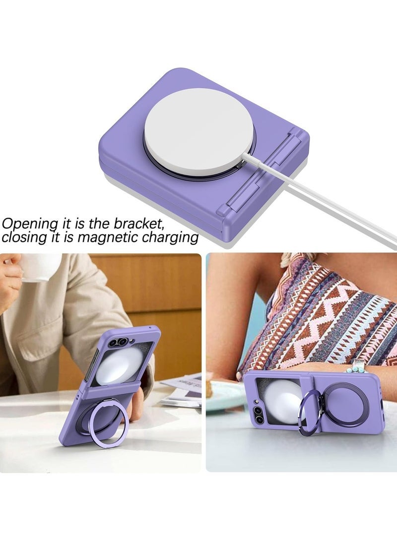 general Case for Samsung Galaxy Z Flip 6 (2024),Magnetic Anti-fall Phone Case with Ring Stand,Compatible with Wireless Charging,Ultra-thin Durable Protective Back Cover - Image 3