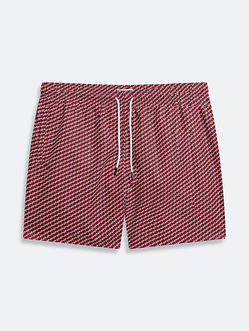 Men's Patterned Regular Red Swim Shorts
