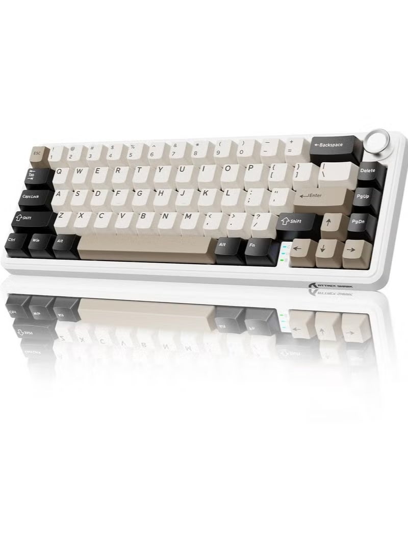 Attack Shark X66 Wireless Mechanical Gaming Keyboard with Knob,Tri Mode USB-C/BT5.0/2.4G Gasket Mounted 60% RGB Gaming Keyboard, Side Printed PBT Keycap,Hot Swappable Strawberry Switch - Image 1