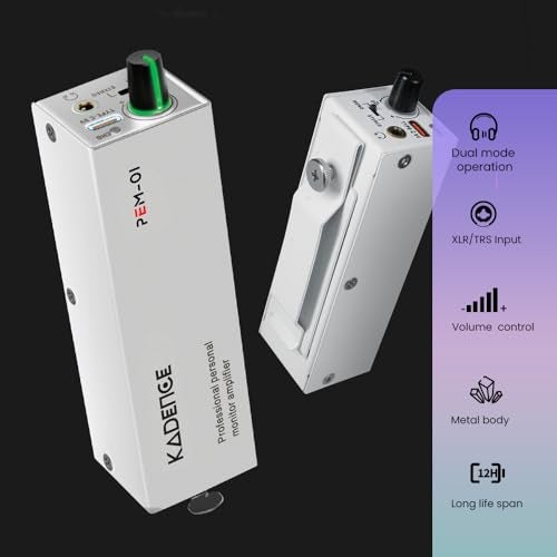 Kadence PEM-01 Jamming Series in-Ear Monitor Amplifier | Wired IEM Belt Pack | XLR/TRS Combo Input | 3.5mm Headphone Output | Mono/Stereo Switchable | Comes with Belt Clip | White - Image 3