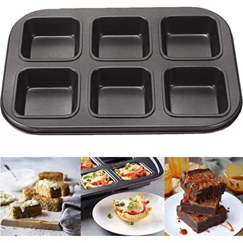 CURATED CART Brownie and Muffin Tray for Baking, 6 Cavity Steel Baking Tray Mould, Microwave Oven Safe, SGS Certified Brownie Pan & Cupcake Mould, Sweet Barfi Baking Tray, 2 PCS - Image 5