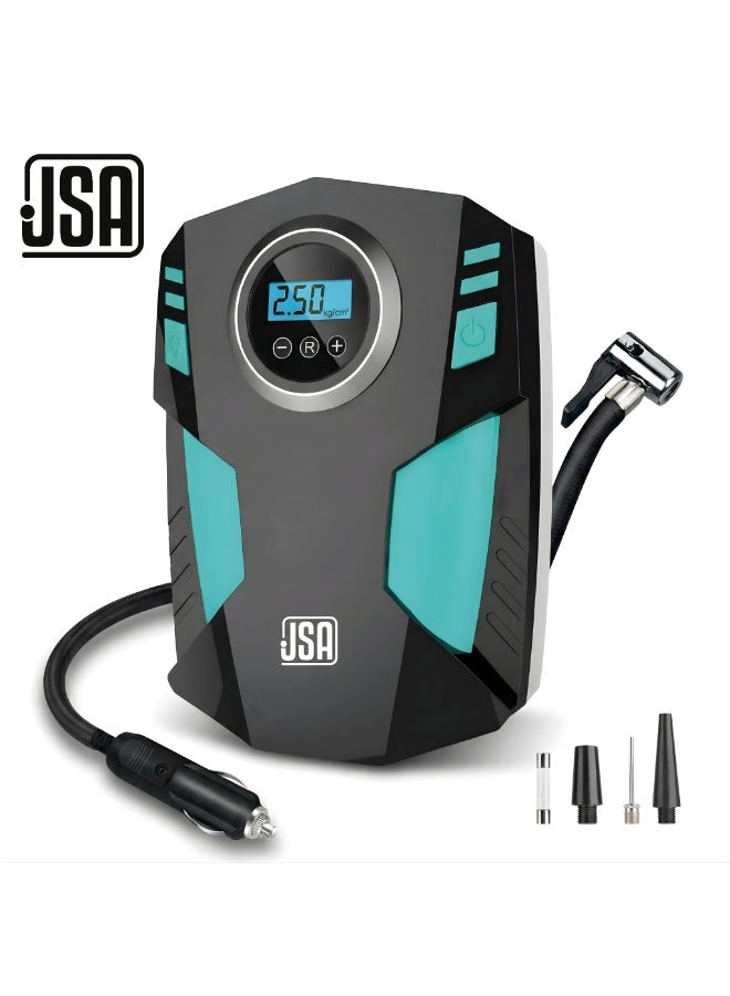 JSA Portable 120W Electric Tire Inflator with Digital Pressure Gauge, Auto Shut-Off Function, and Multi-Purpose Nozzle Attachments - Image 1