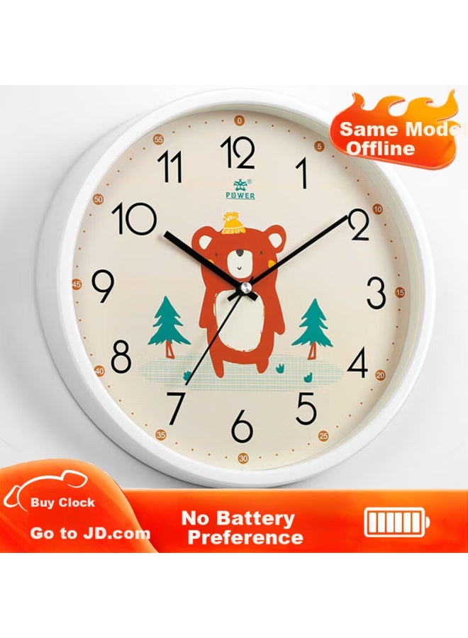 Power Ba Children's Wall Clock Bedroom Clock Cute Student Hanging Clock Slant Clock Cartoon Student Time Recognition 30cm W7 - Image 1