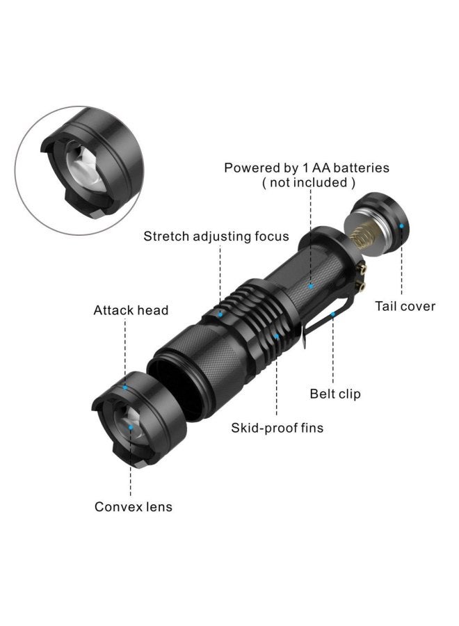 Sk68 Mini Telescopic Zoom Strong Light Rechargeable Flashlight LED Flashlight-Color:Silver  - Image 5