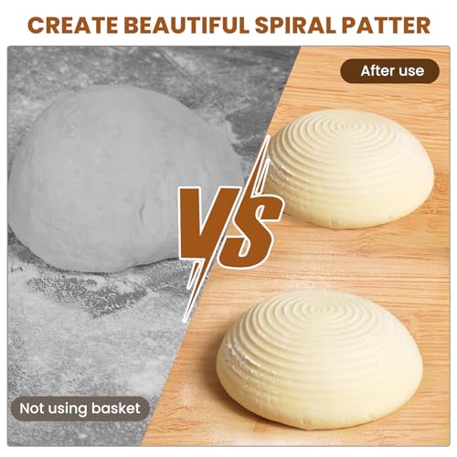 Kikcoin 5 Inch Banneton Bread Proofing Basket Set of 6, Kikcoin Mini Sourdough Bread Baking Supplies, Small Banneton Basket Proofing Baskets for Sourdough Bread Baking - Image 4