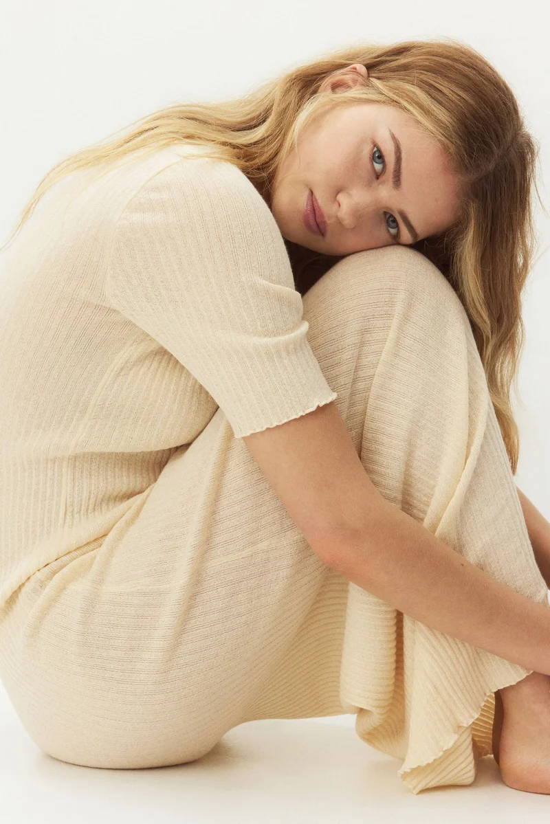 H&M  Rib-knit T-shirt dress for Women | Best Price UAE