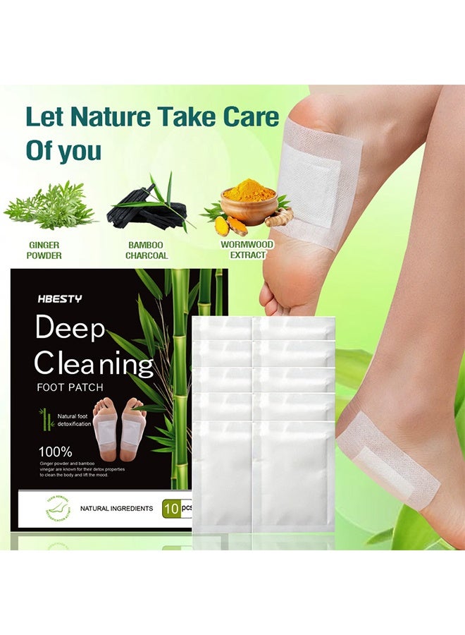 HBESTY Foot Patch (10 PCS), Deep Cleansing Foot Patches with Bamboo Vinegar and Ginger Powder, Relieve Stress, Improve Sleep and Relaxation - Image 2
