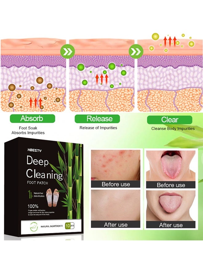 HBESTY Foot Patch (10 PCS), Deep Cleansing Foot Patches with Bamboo Vinegar and Ginger Powder, Relieve Stress, Improve Sleep and Relaxation - Image 3