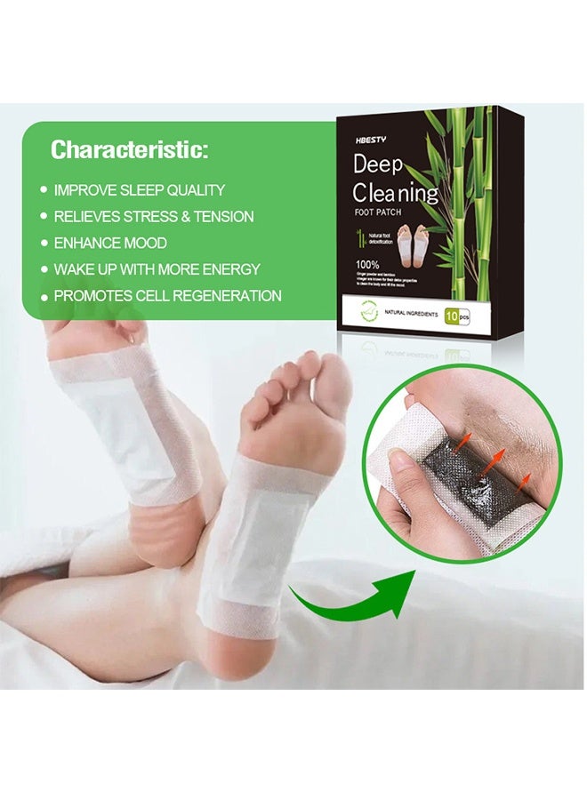 HBESTY Foot Patch (10 PCS), Deep Cleansing Foot Patches with Bamboo Vinegar and Ginger Powder, Relieve Stress, Improve Sleep and Relaxation - Image 4