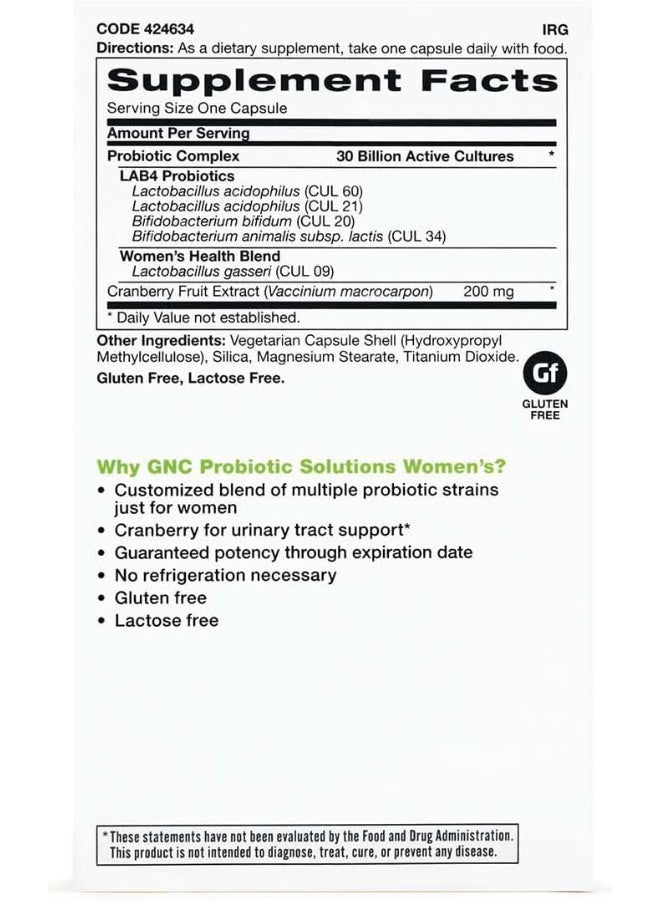 GNC Probiotic Solutions Womens -30 Billion Cfu'S - Image 2