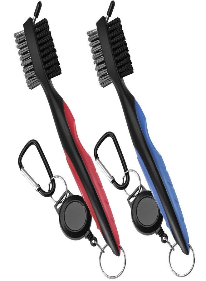 Coeweule 2 Pack Golf Club Brush, Professional Golf Club Cleaner with Retractable Zip-line and Golf Club Cleaner Brush, Handle Comfortable Grip Golf Grooves Cleaner for Easily Attaches to Golf Bag - Image 1